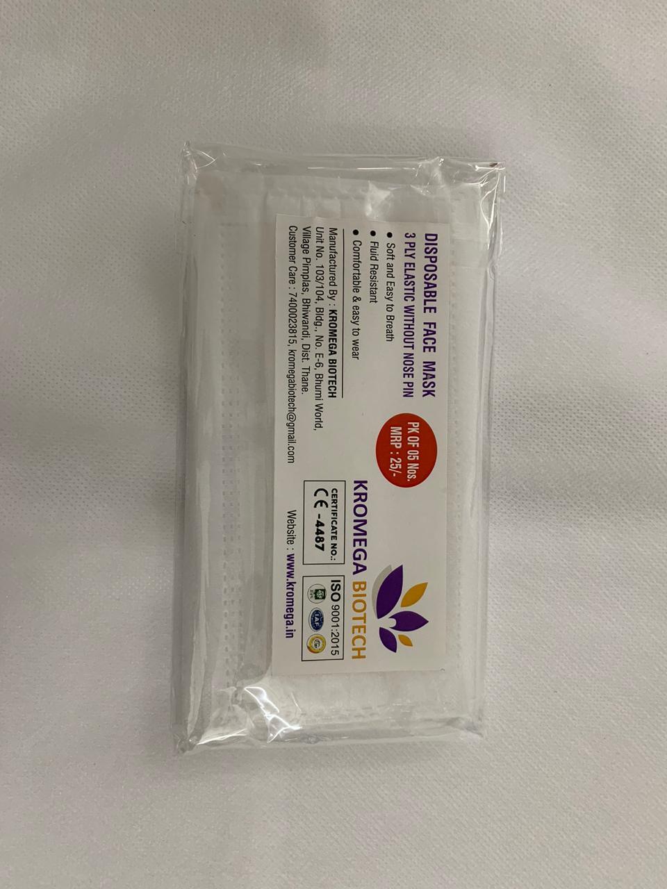 3 Ply Without Nose Pin (Pk Of 05) White