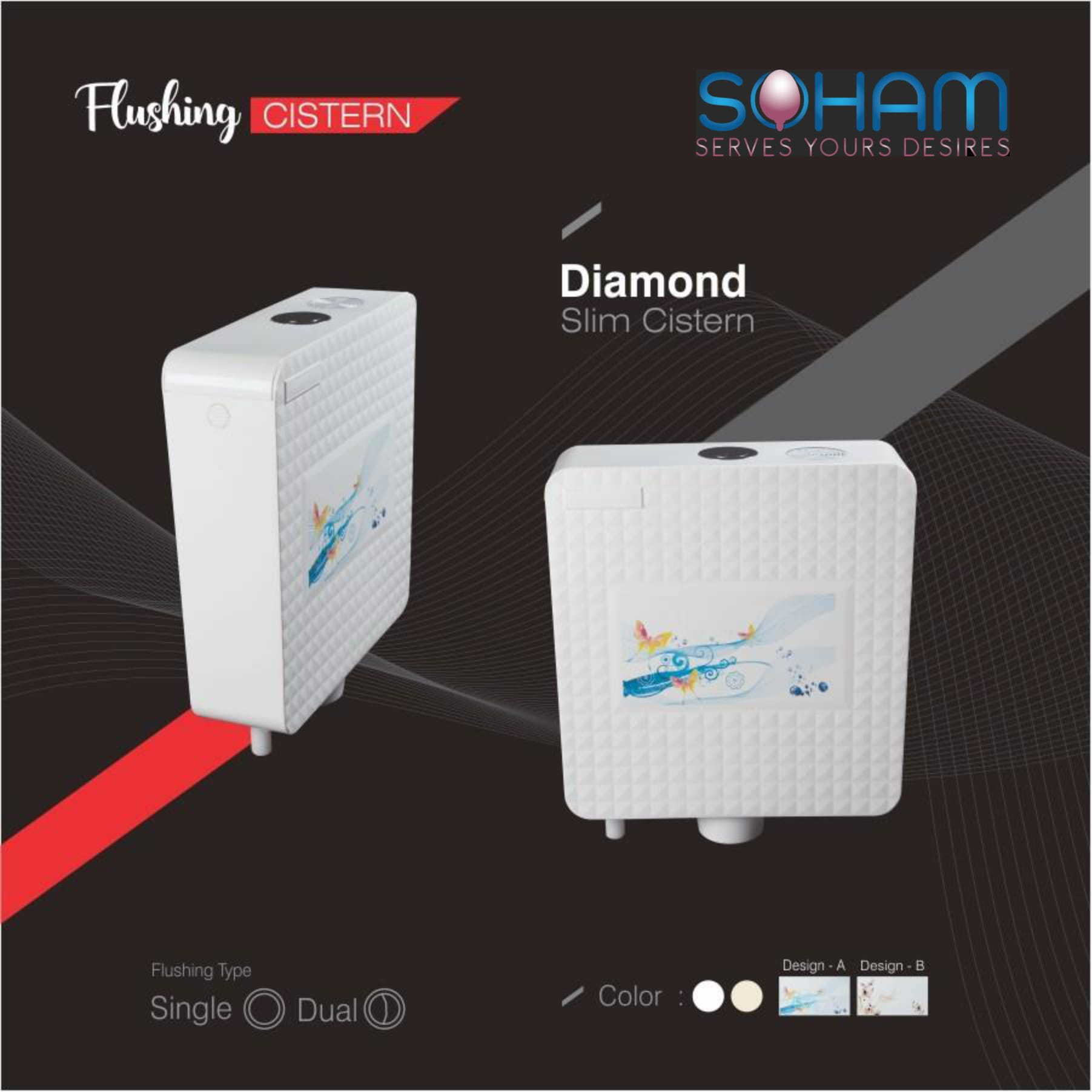 White Diamond Dual Flush Cistern