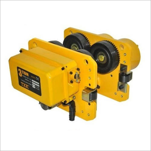 Electric Trolley - Steel, 300 x 200 x 150 mm Size | 2 Ton Load Capacity, 1.5 kW Motor Power, Yellow Finish, 8 m/min Speed, 6 m Lifting Height