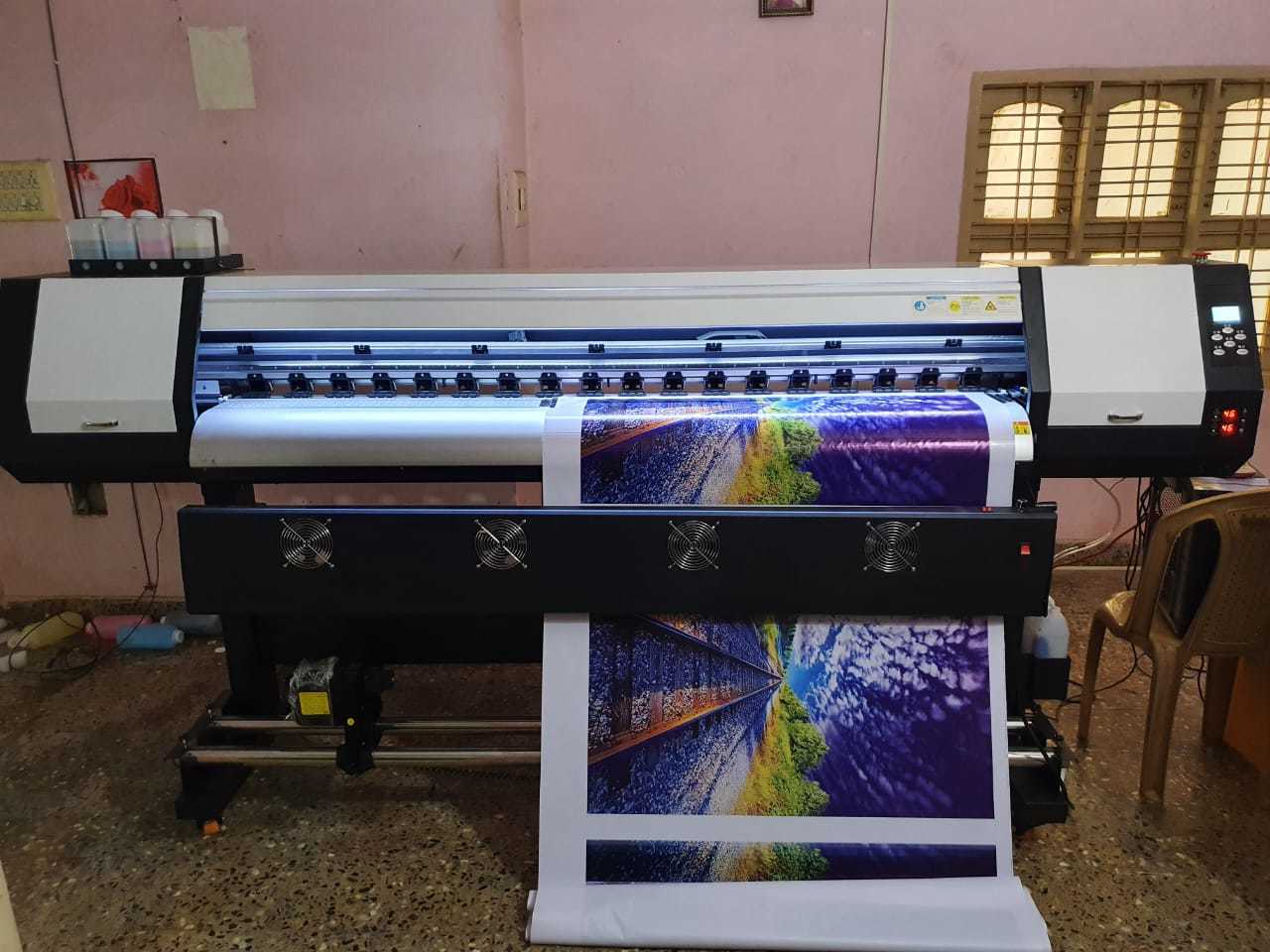 Eco Solvent Printer - 4870x1020x1500mm | Advanced Inkjet Printing With High-efficiency, Enhanced Quality, Automatic Media Sensing, And Ink-saving Features