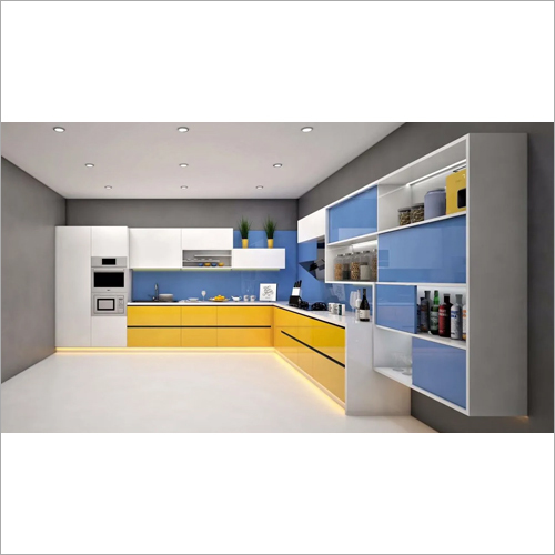 High Gloss Laminate Modular Kitchen Carpenter Assembly