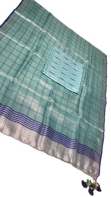 Tissue Linen Dupatta With Ikkat Top (2.5 Mtrs) - Linen, 2.5 Mtrs Length, Plain Pattern | Traditional Ethnic Wear For All Seasons