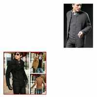 Mens Woolen Jacket - Woolen Fabric, Black Color | Detachable Hood, Three Pockets, Full Sleeves, Adjustable Bottom Strap, Warm Winter Wear