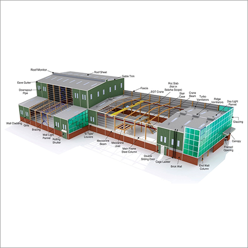 Industrial Peb Structure - Steel Material, Any Color, Steel Roof | Ideal For Office, Warehouse, Workshop Use