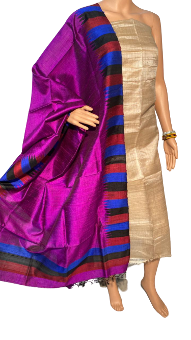 Pure Tussar Silk Top 2.5 Mtrs , Width 46" , Pure Dupion Raw Silk Handmade Dupatta