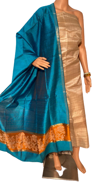 Pure Tussar Silk Top 2.5 Mtrs , Width 46" , Pure Dupion Raw Silk Handmade Dupatta