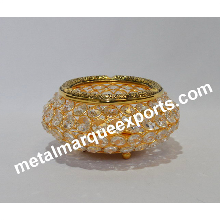 गोल्ड क्रिस्टल बीड डिज़ाइनर ऐश ट्रे