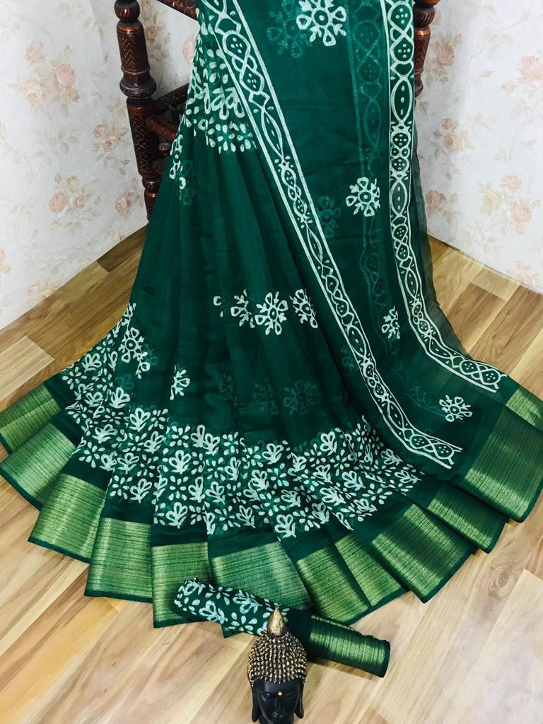 Designer Saree - Soft Cotton Silk | Multicolor, Daily Wear, Includes Running Blouse, Complete Set Of 8 Pieces