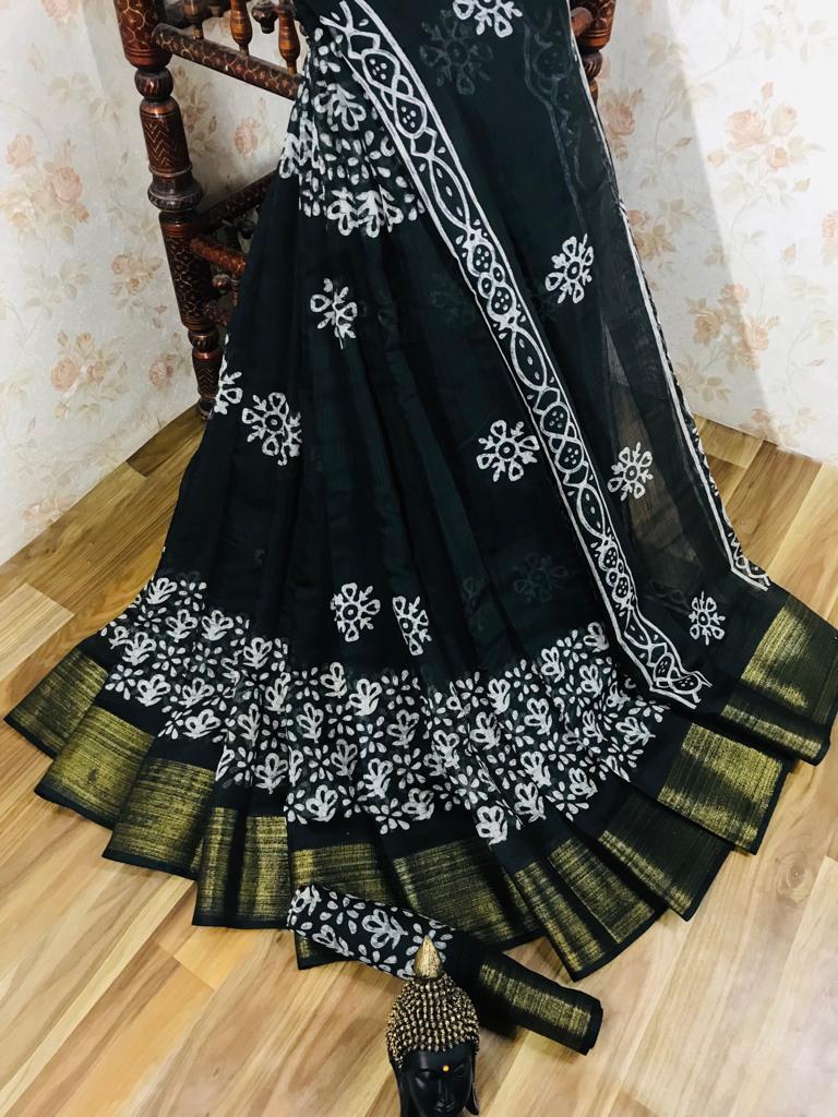 Designer Saree - Soft Cotton Silk | Multicolor, Daily Wear, Includes Running Blouse, Complete Set Of 8 Pieces