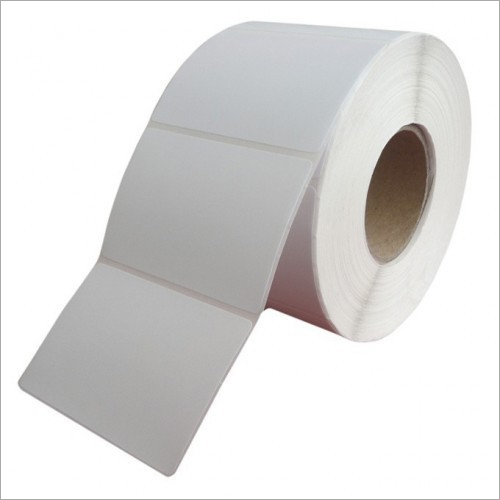 Plain Label Roll - Synthetic Paper Material, Glossy Finish, White Color, 1D Tape Type | Moisture and Heat Resistant, Long Lasting Durability