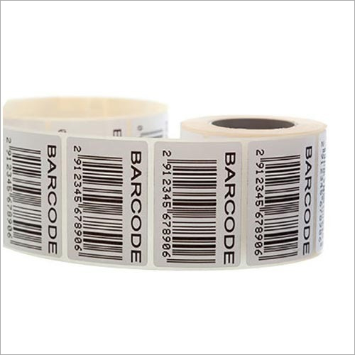 Chromo Barcode Label - Synthetic Material, Custom Size, White | Pressure Sensitive Adhesive, Moisture and Heat Resistant Stickers