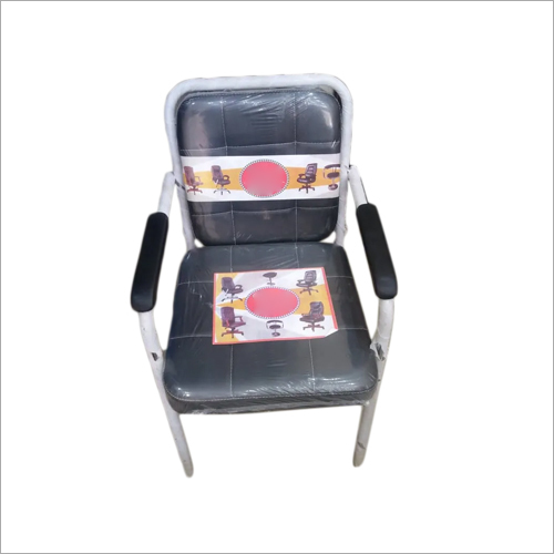 Visitor Chair - Puffed Seat & Backrest, Pu Armrest, Tubular Steel Framework , Comfortable, Durable, Stylish, Anti-skid Polymer Pads