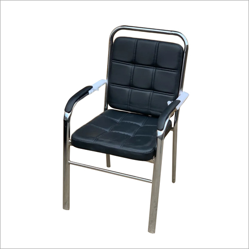 Visitor Chair - Puffed Seat & Backrest, Pu Armrest, Tubular Steel Framework , Comfortable, Durable, Stylish, Anti-skid Polymer Pads