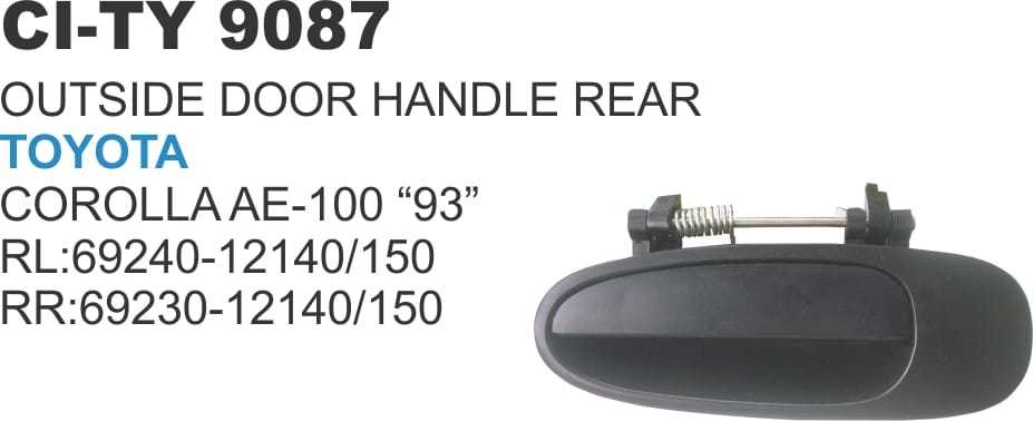 Outside Door Handle Rear Toyota Corolla - Durable Black Plastic | Vehicle Type: 4 Wheeler, Warranty Included