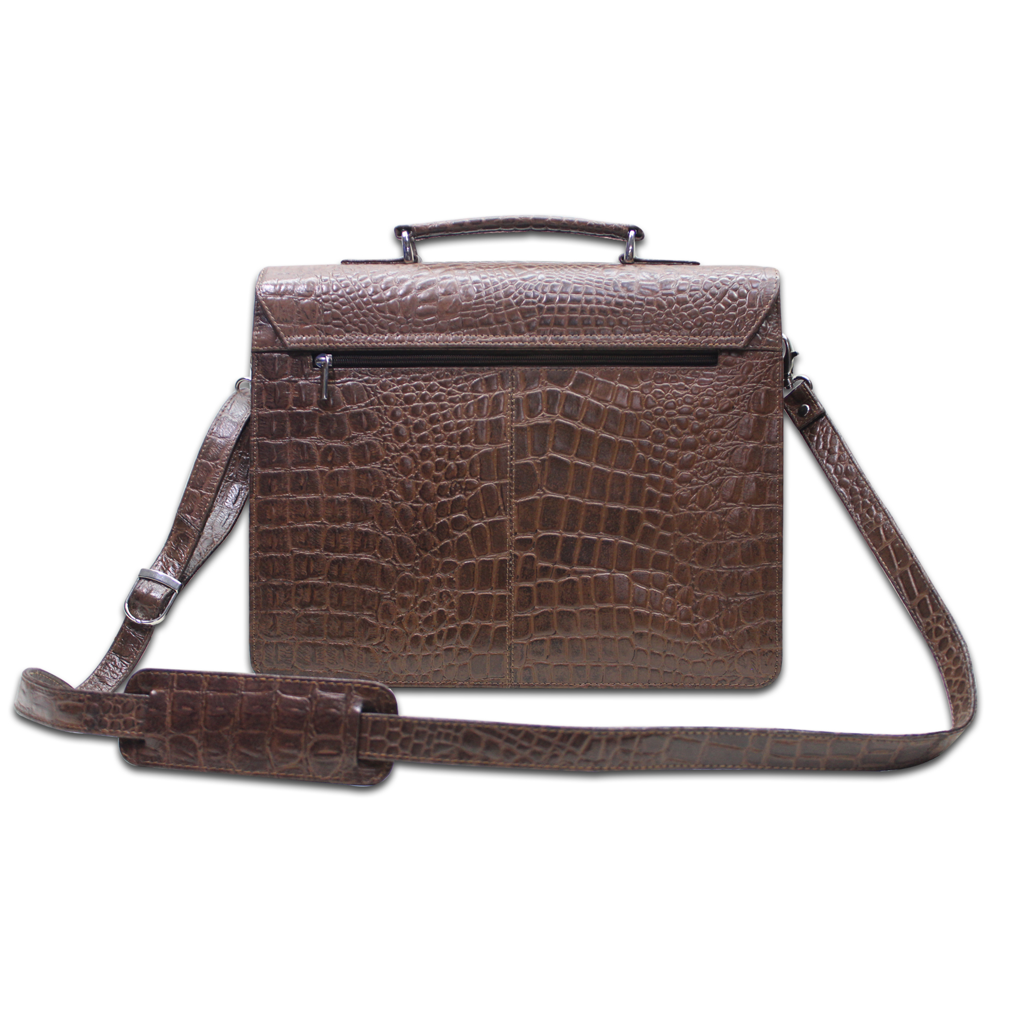 Brown Croco Leather Laptop Bags