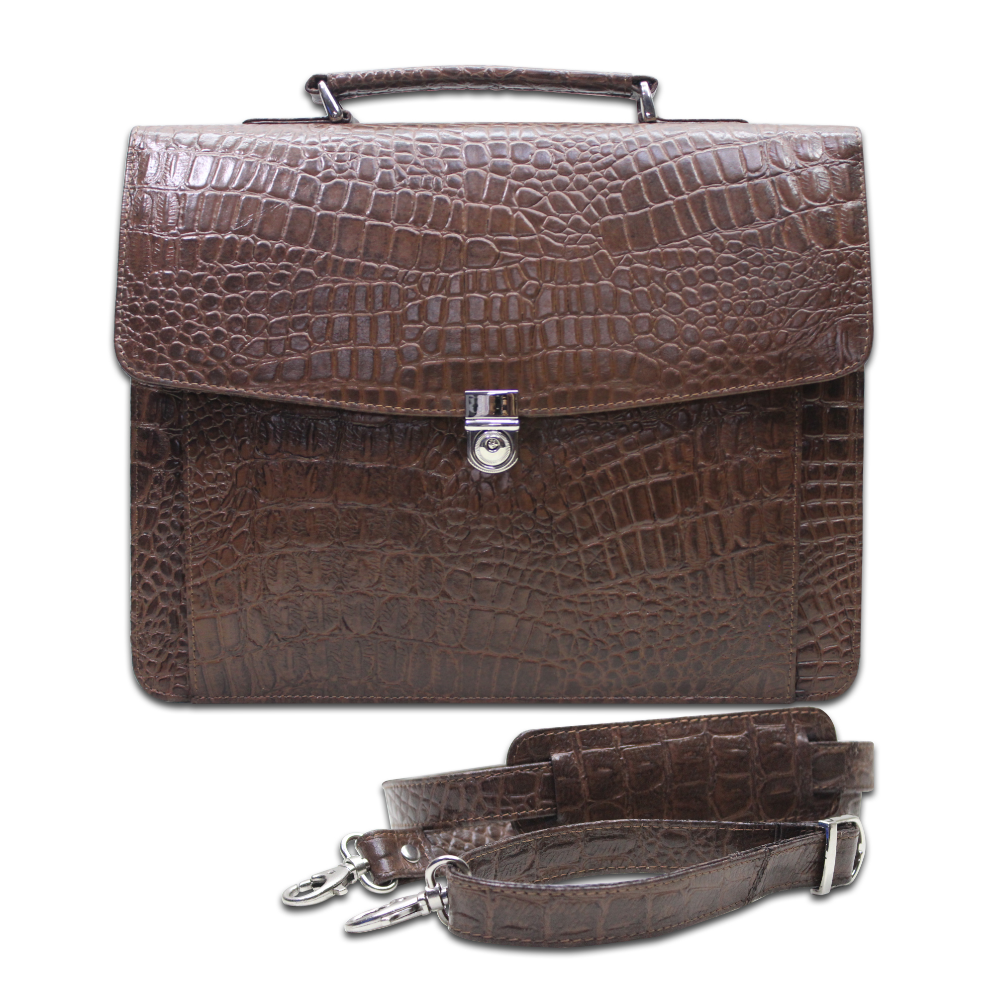 Brown Croco Leather Laptop Bags