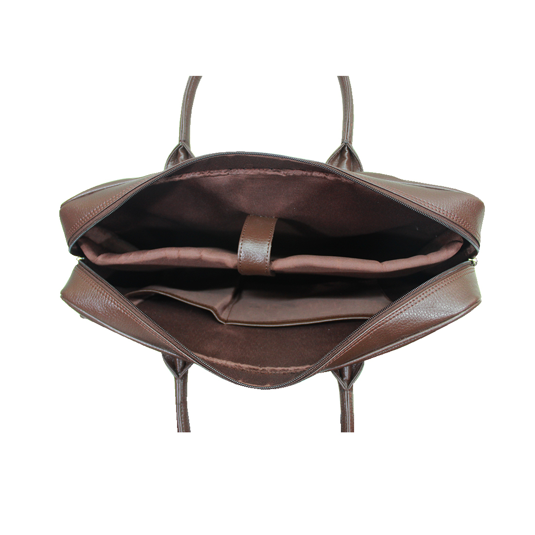 Pu Leather Laptop Bag - 42 X 32 X 8 Cm, Brown Color With Zip Closure, Includes Laptop Case And Document Holder