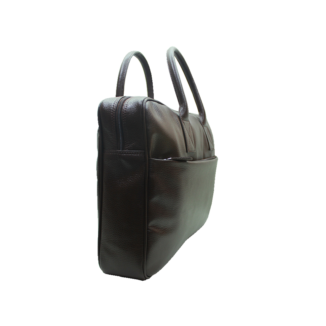 Pu Leather Laptop Bag - 42 X 32 X 8 Cm, Brown Color With Zip Closure, Includes Laptop Case And Document Holder