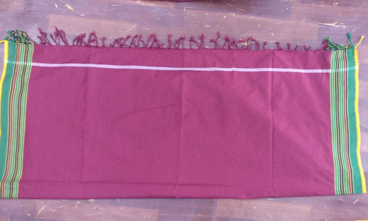 Dyed Polyester Lungi With Fringes