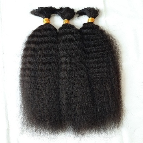 Natural Black Color Brazilian Kinky Straight Bulk Human Hair