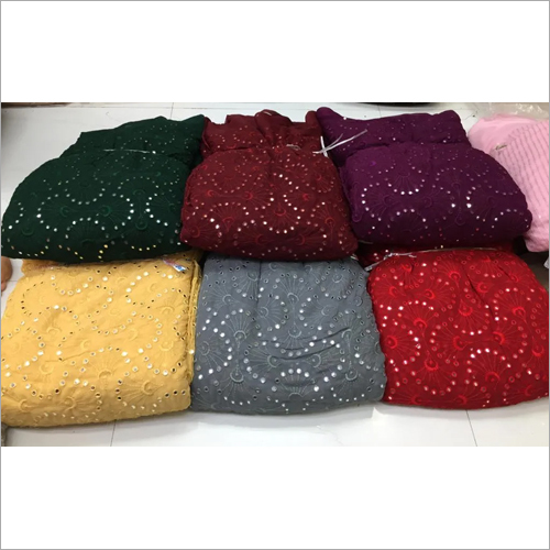 Washable Georgette Mirror Work Fabrics