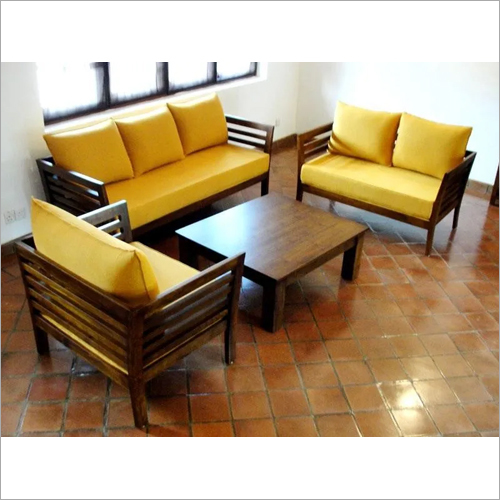 Wooden Modern Sofa Set - Teak Wood, Polished Finish | Durable Indoor Furniture, Stylish Home Decor
