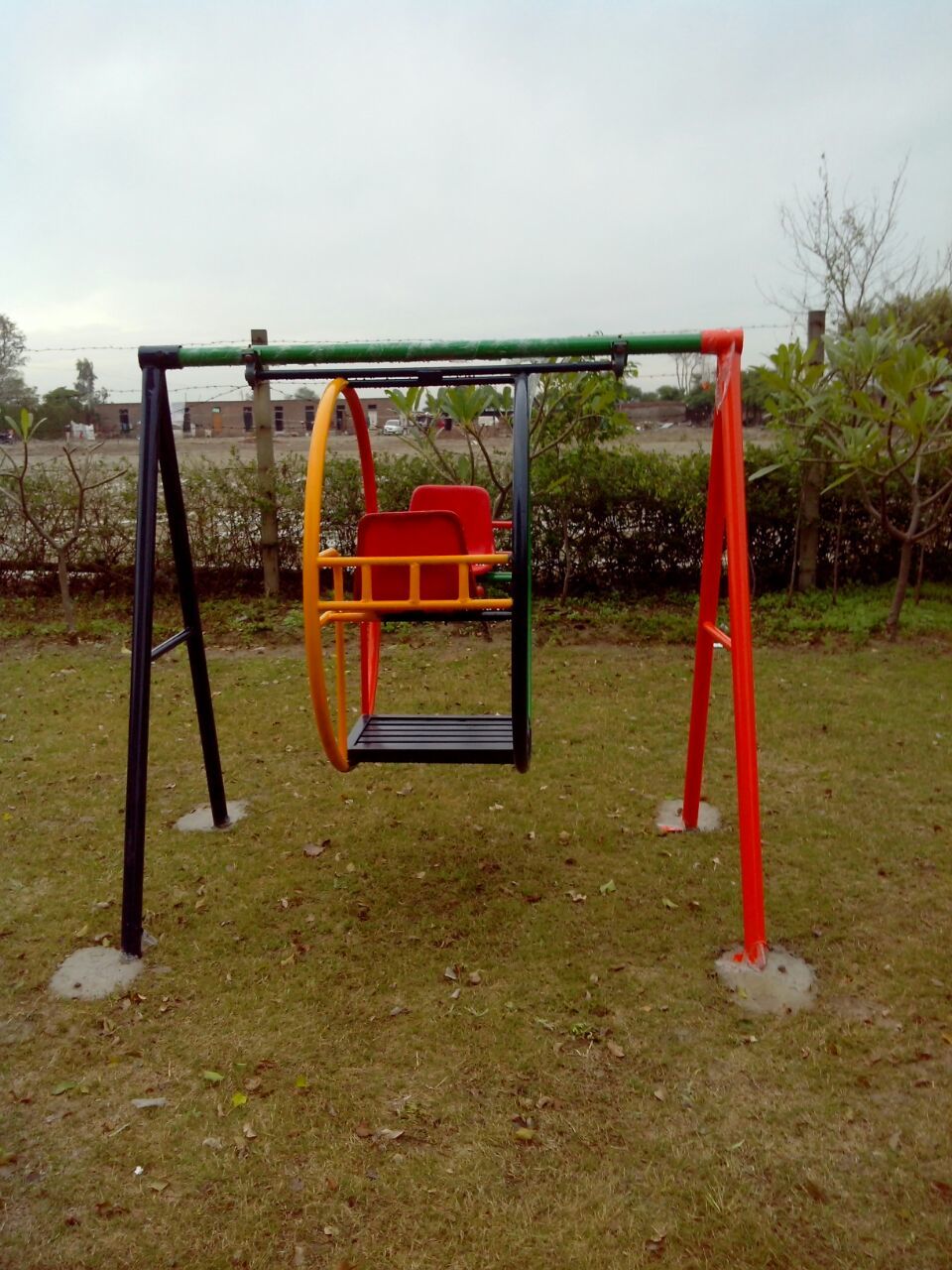 Playground Swing - Iron Material, 10ft X 4ft Dimensions | Outdoor Playground For Ages 2-4 With Installation Guideline