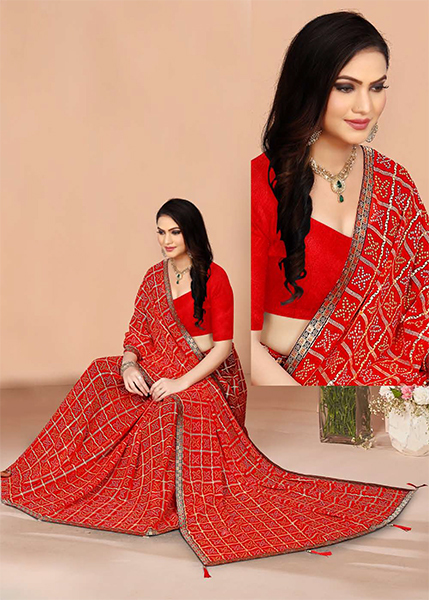Printed Sarees - Georgette Material , Color Options For Every Season | Party Wear, All-season Printed Patterns For Rainy, Spring, Summer, And Winter