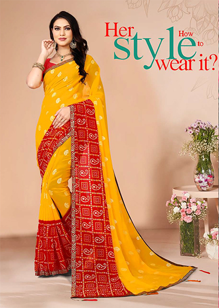 Printed Sarees - Georgette Material , Color Options For Every Season | Party Wear, All-season Printed Patterns For Rainy, Spring, Summer, And Winter