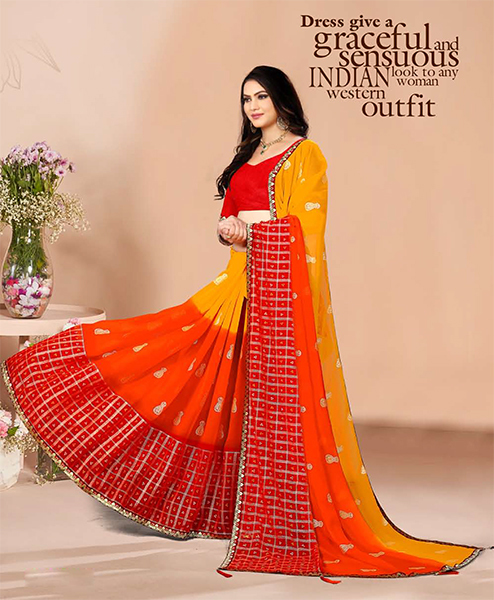 Printed Sarees - Georgette Material , Color Options For Every Season | Party Wear, All-season Printed Patterns For Rainy, Spring, Summer, And Winter