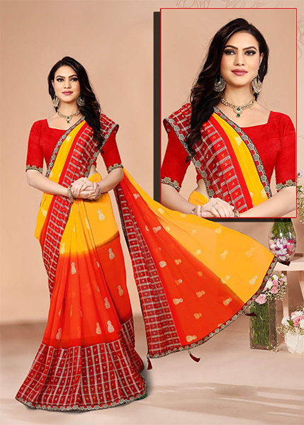 Printed Sarees - Georgette Material , Color Options For Every Season | Party Wear, All-season Printed Patterns For Rainy, Spring, Summer, And Winter