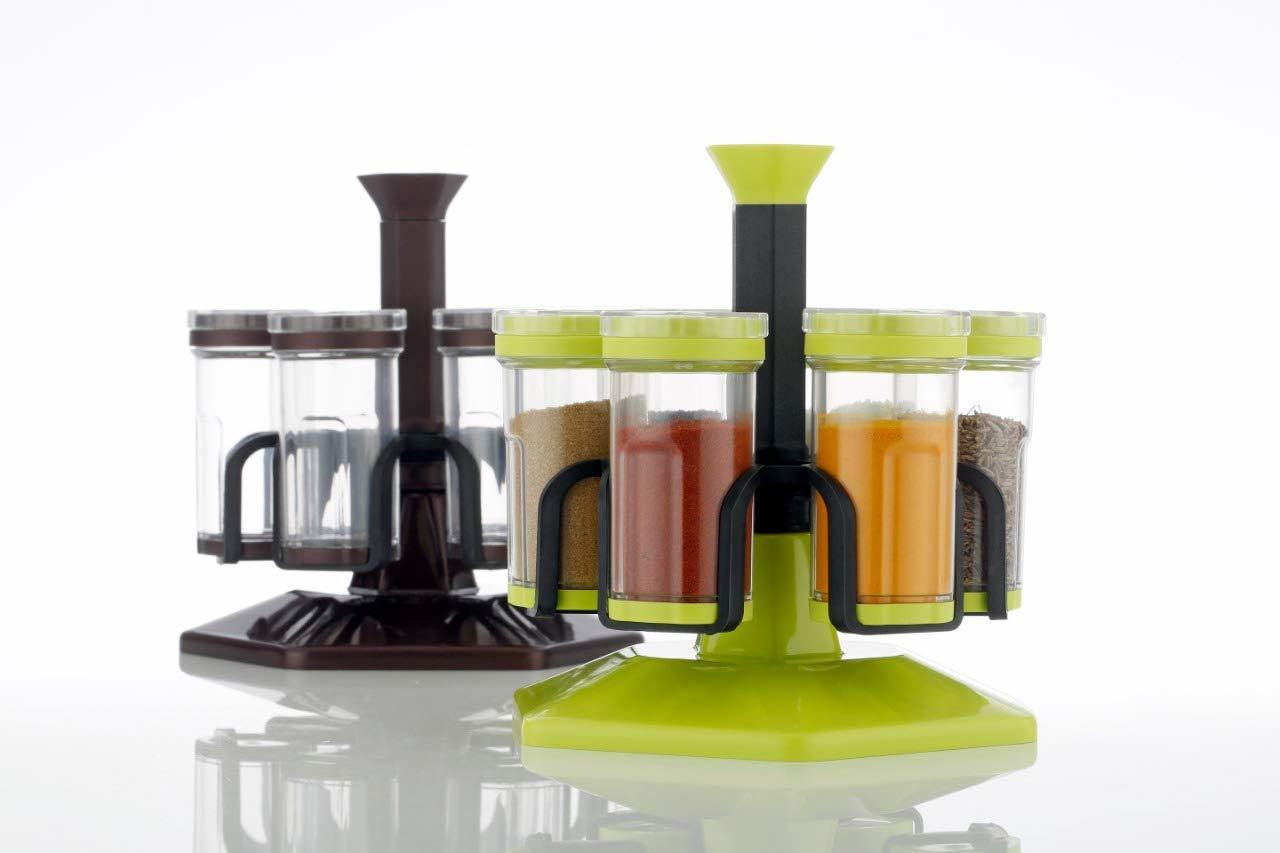 Plastic Revolving Spice Rack Set (Transparent) | 250 Ml, Set Of 6