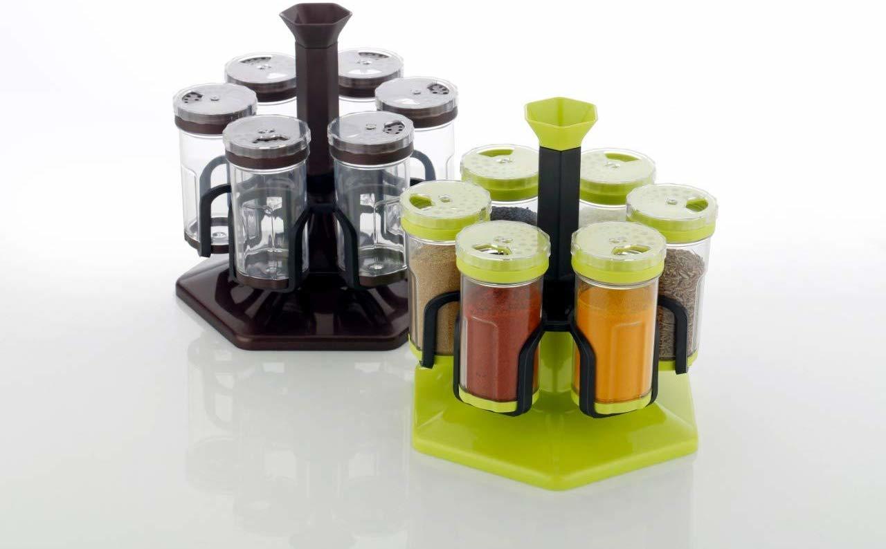 Plastic Revolving Spice Rack Set (Transparent) | 250 Ml, Set Of 6