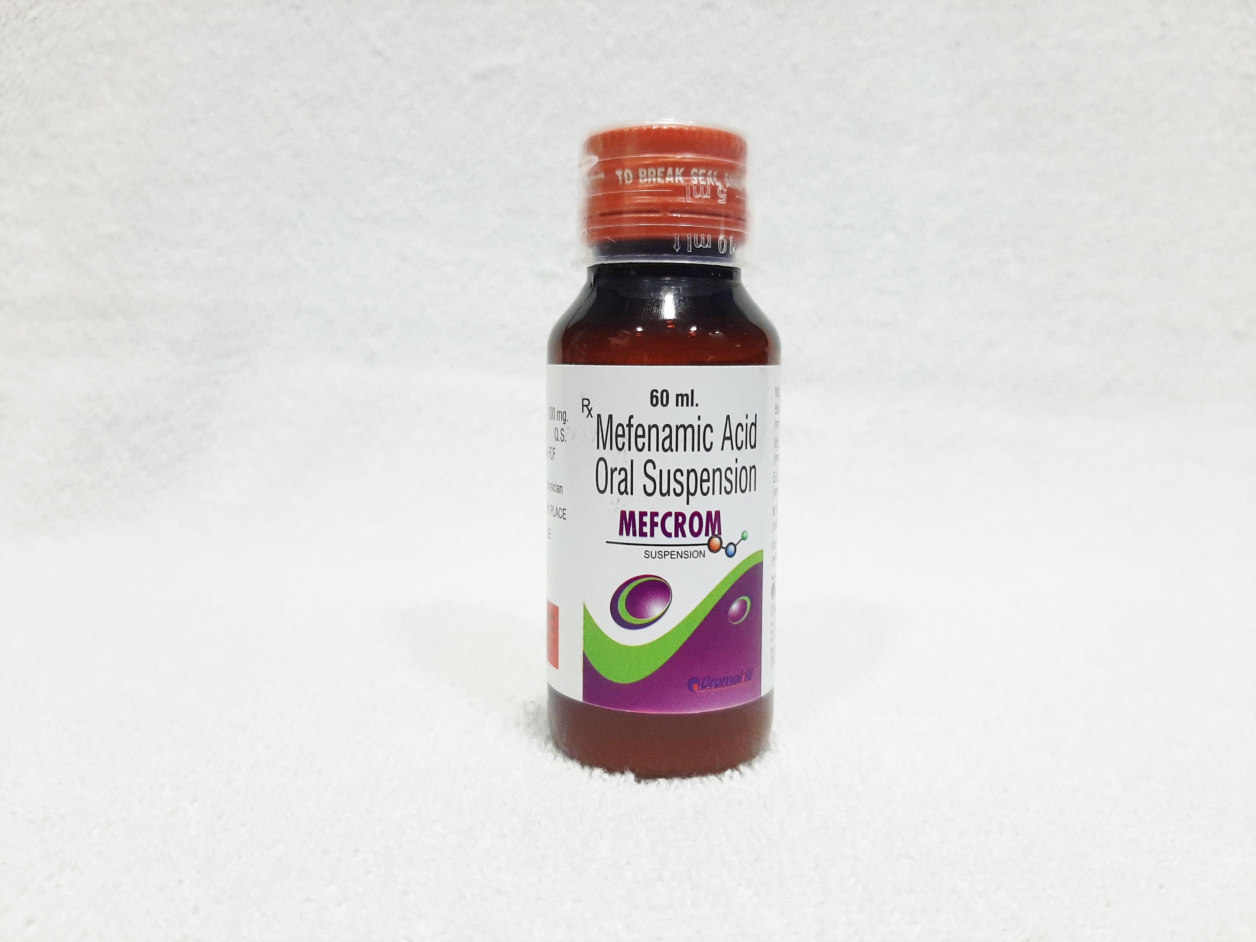 Mefcrom Suspension - Mefenamic Acid 100 Mg/5 Ml, Liquid Formulation For Pyrexia And Inflammatory Pain Relief In Children