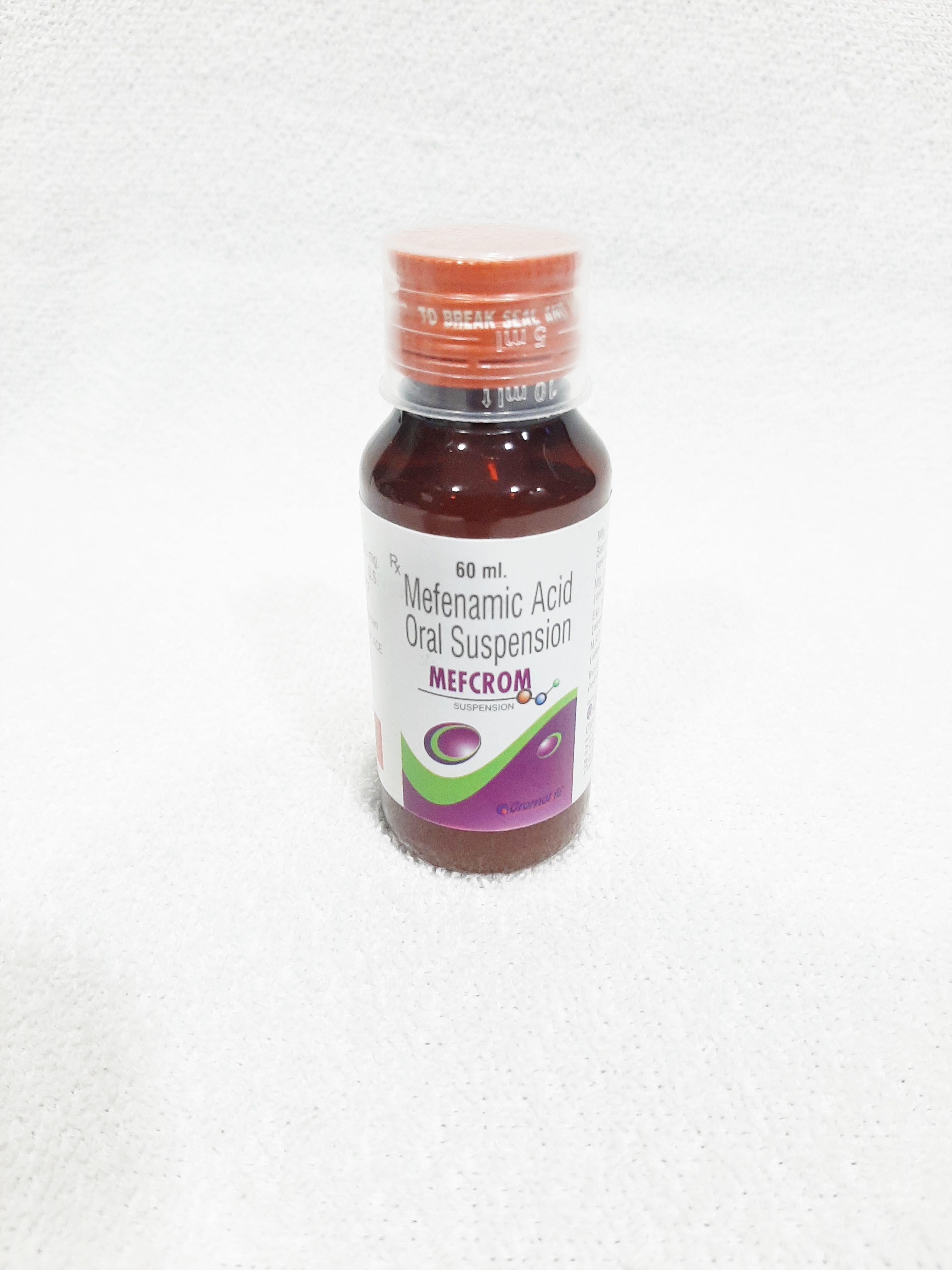 Mefcrom Suspension - Mefenamic Acid 100 Mg/5 Ml, Liquid Formulation For Pyrexia And Inflammatory Pain Relief In Children