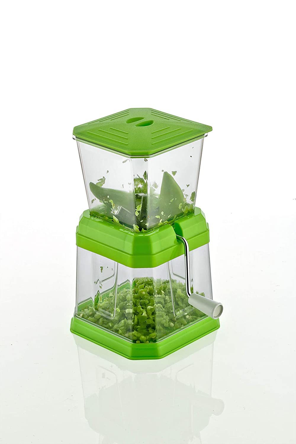 Onion And Vegetable Cutter - Virgin Plastic Body Sharp Stainless Steel Blades Easy-tear Chopping With Rotating Bushy Handle