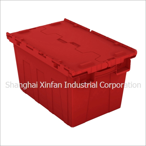 Plastic Packing Crate 62L Tote Container Box with Hinged Lids