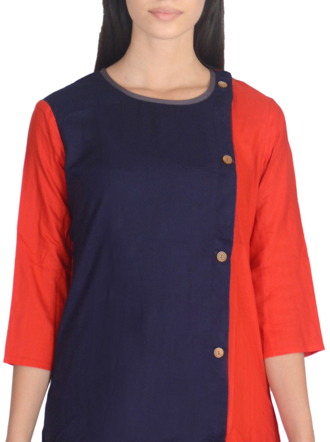 Rayon Remtex Women Kurta Blue Red