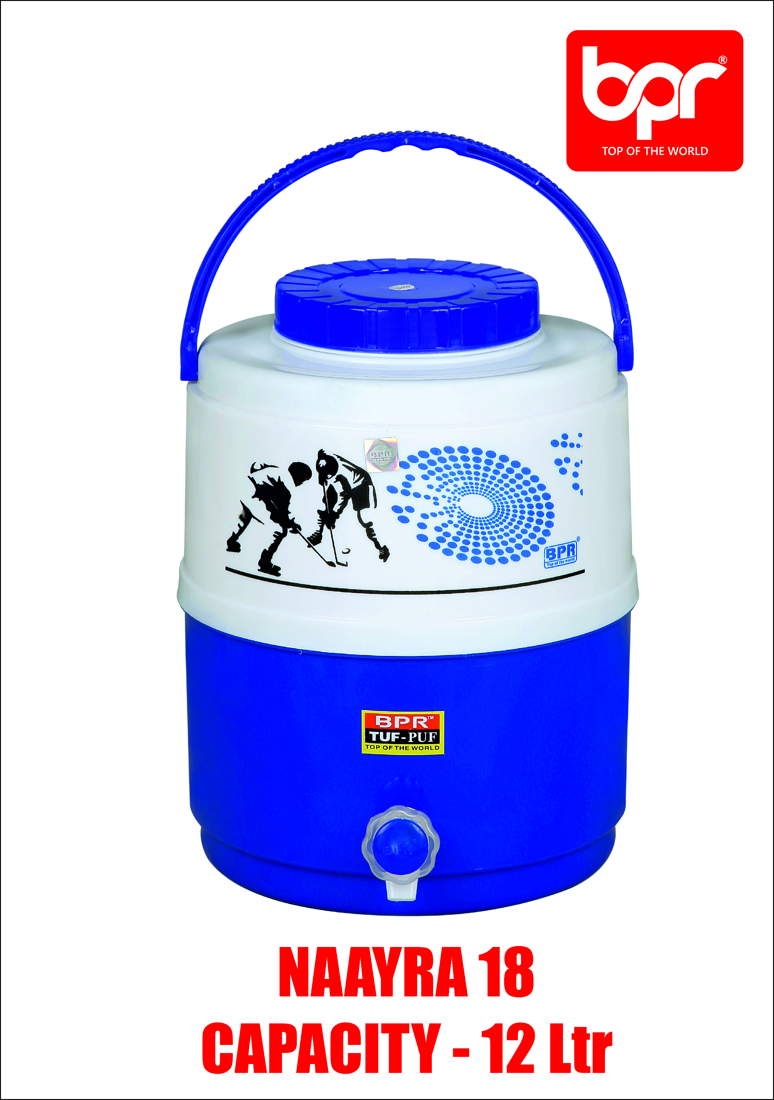 Insulated Water Jug - Plastic, 12 Liter, Red/blue/green | Double-walled Design, Polyurethane Foam Insulation, Micro-filter Purifier, Rigid Handle