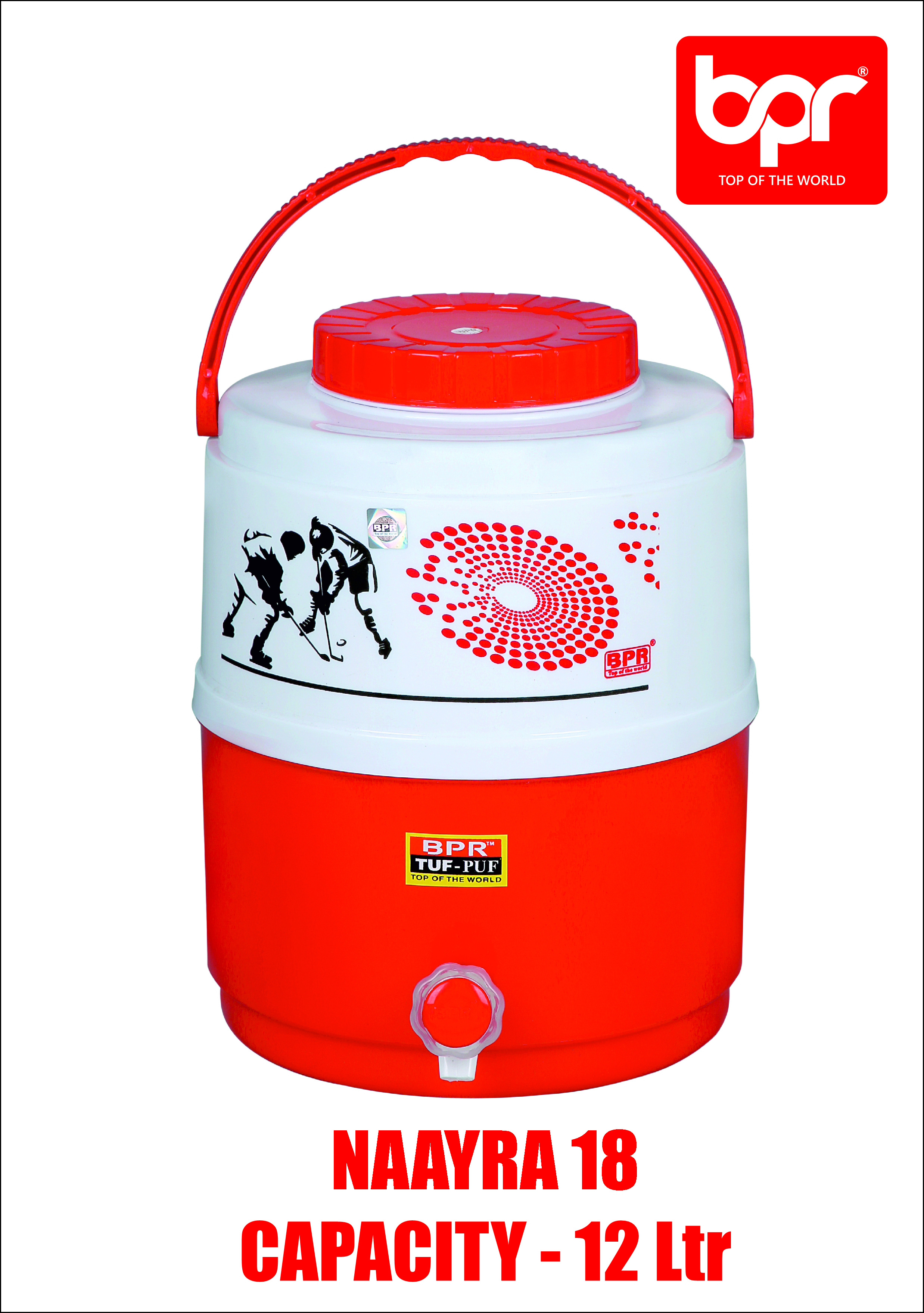 Insulated Water Jug - Plastic, 12 Liter, Red/blue/green | Double-walled Design, Polyurethane Foam Insulation, Micro-filter Purifier, Rigid Handle