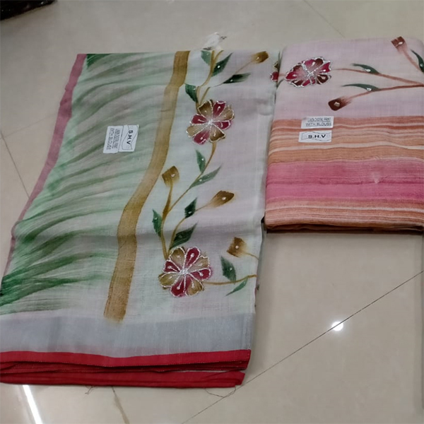 Linen Saree - Cotton Material, Printed Design | Available In Various Colors For All Seasons