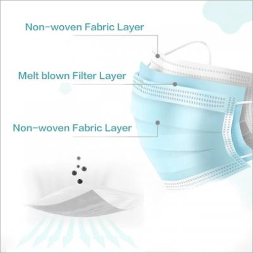 3 प्लाई नॉन वोवन डिस्पोजेबल मास्क विथ मेल्ट-ब्लोन फ़िल्टर