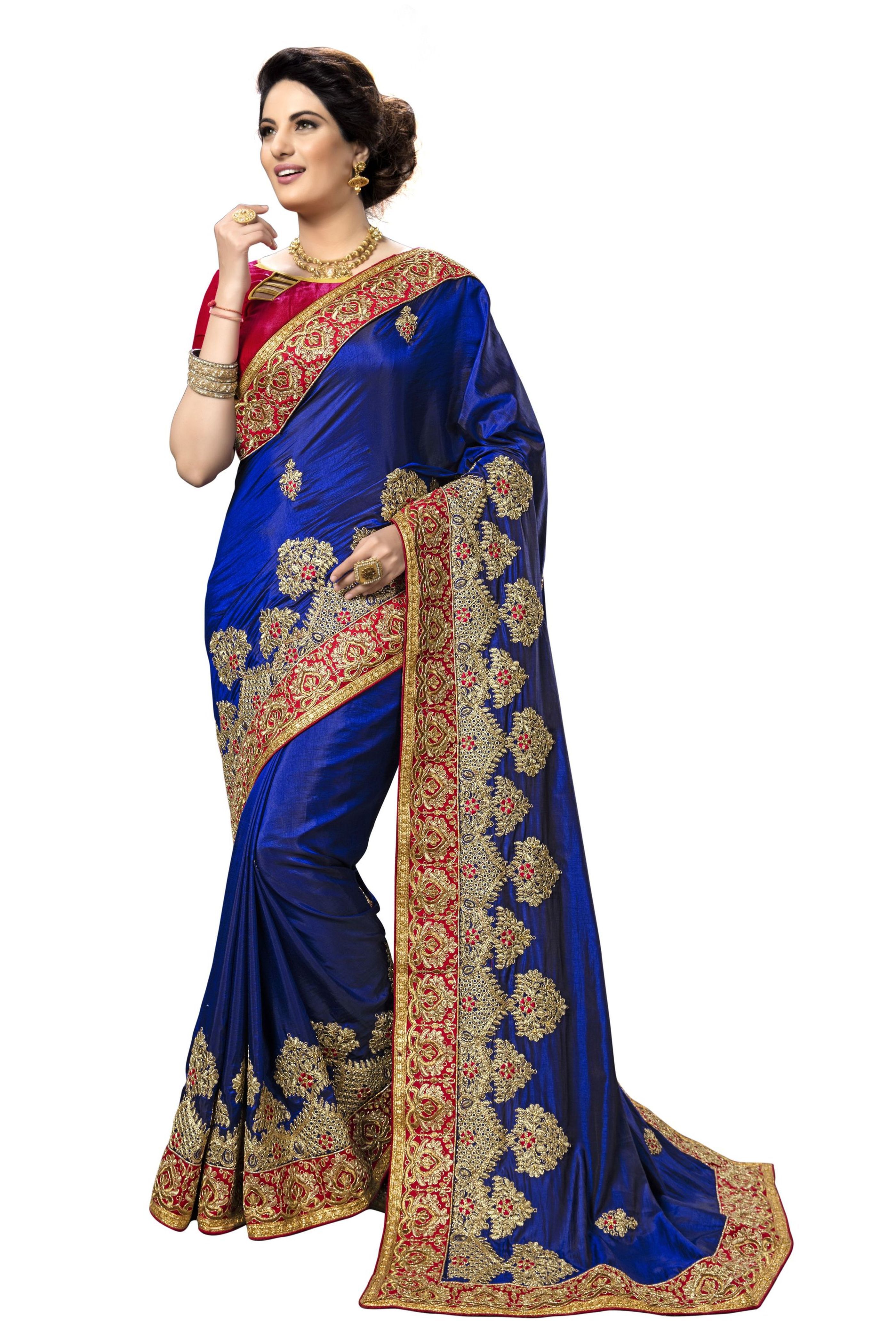 Purple Silk Embroidery Work Saree