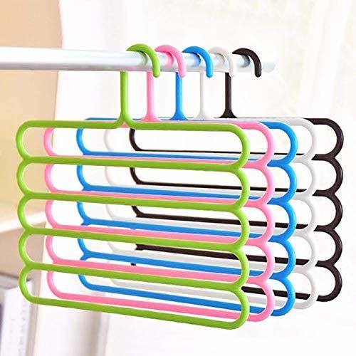5 Layer Pants Clothes Hanger Wardrobe Storage Organizer Rack (Multi Color)