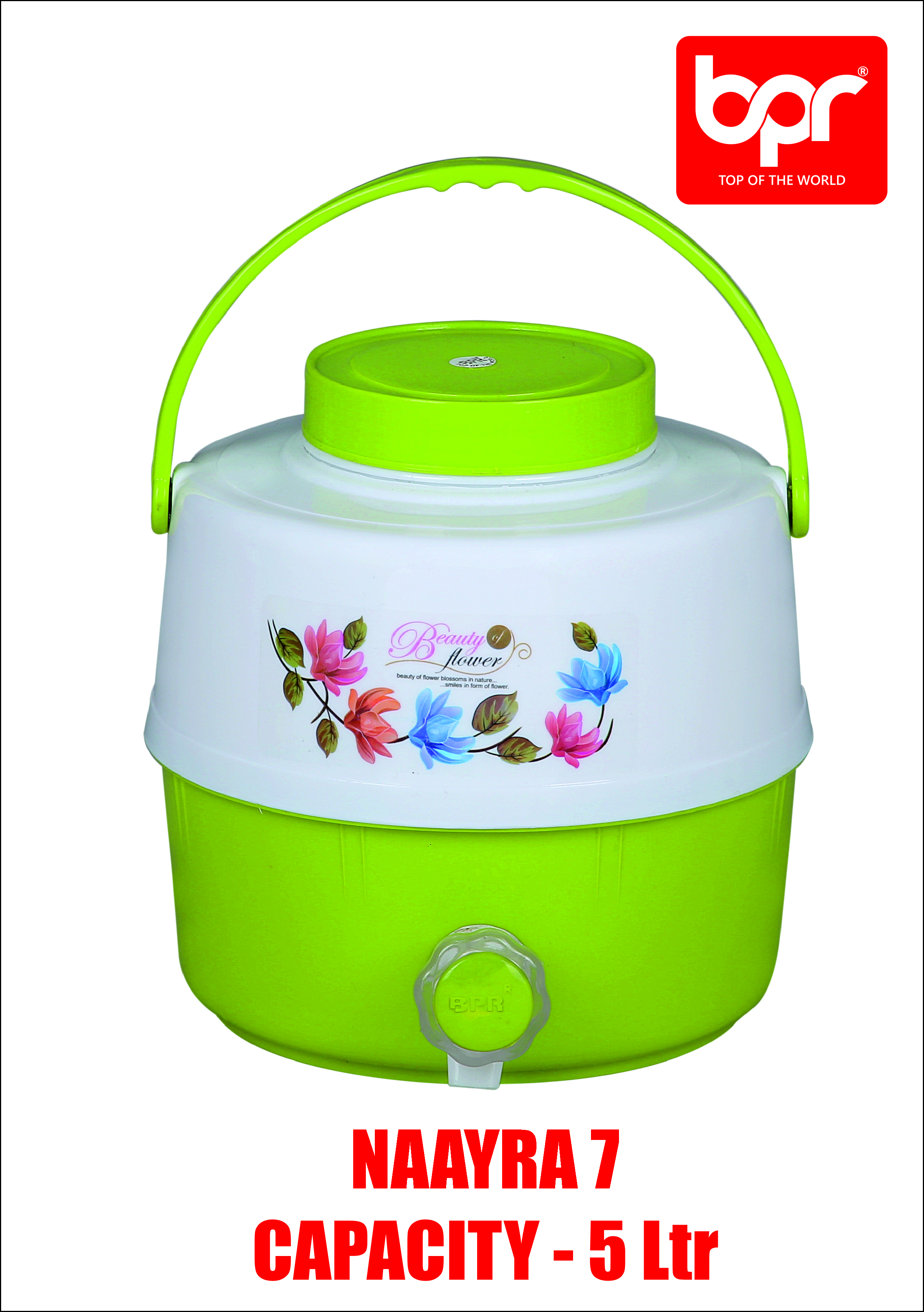 Water Jug - 5 Liter, Food Grade Pp Material | Insulated Design, Spill-free Feature, Rugged Handle, 24 Hour Cold Retention, Available In Red, Blue, Green