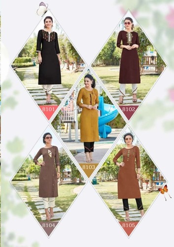 Cheshta Ladies Formal Wear - 14 Kg Heavy Rayon with Embroidery, Sizes M(38)-3XL(46), Washable, Printed Pattern, 3-4th Sleeve Style
