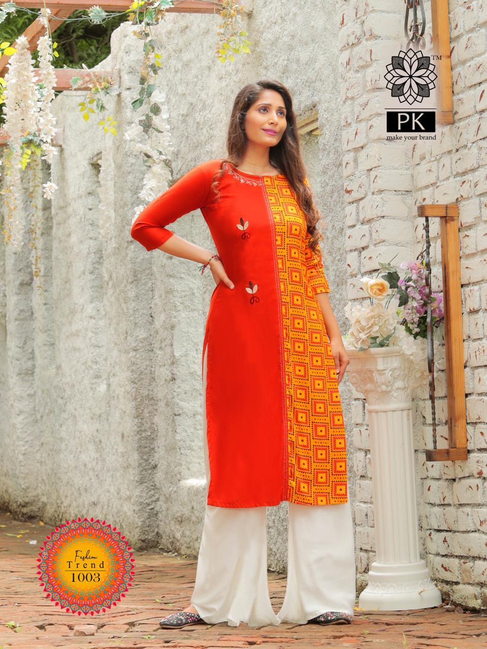 Pk Lunched By Fashion Trend Vol-1 - Heavy Rayon & Cotton Fabrics, Sizes S-4xl , 3/4 Sleeve, Washable, Printed, Ideal For All Seasons