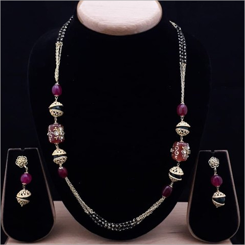 Studded Gemstone Mangalsutra Set