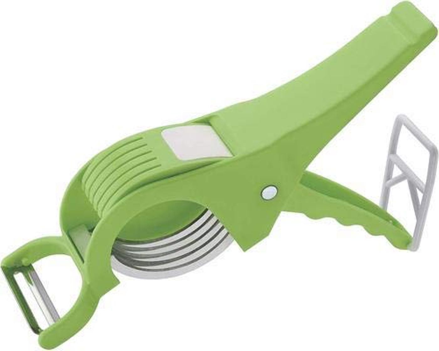 2 In 1 Cutter - High Grade Ss202 Stainless Steel, 6.5 Inches Long, Orange & Green | Multi Peeler With Chopper, Anti-corrosive, Sturdy Abs Virgin Plastic