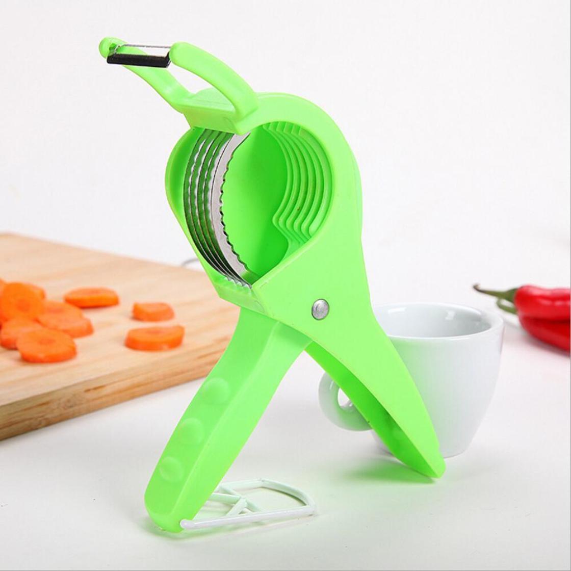 2 In 1 Cutter - High Grade Ss202 Stainless Steel, 6.5 Inches Long, Orange & Green | Multi Peeler With Chopper, Anti-corrosive, Sturdy Abs Virgin Plastic